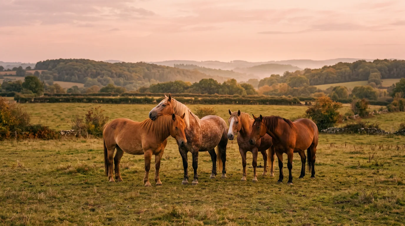 Les chevaux du Écurie Cœur de Phénix en liberté, Dordogne